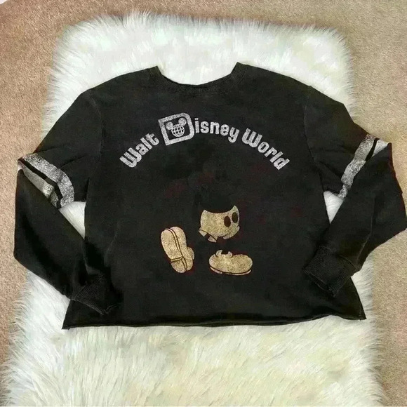 Disney Tops - Walt Disney World Mickey Football Stripe Crop T-Shirt Medium